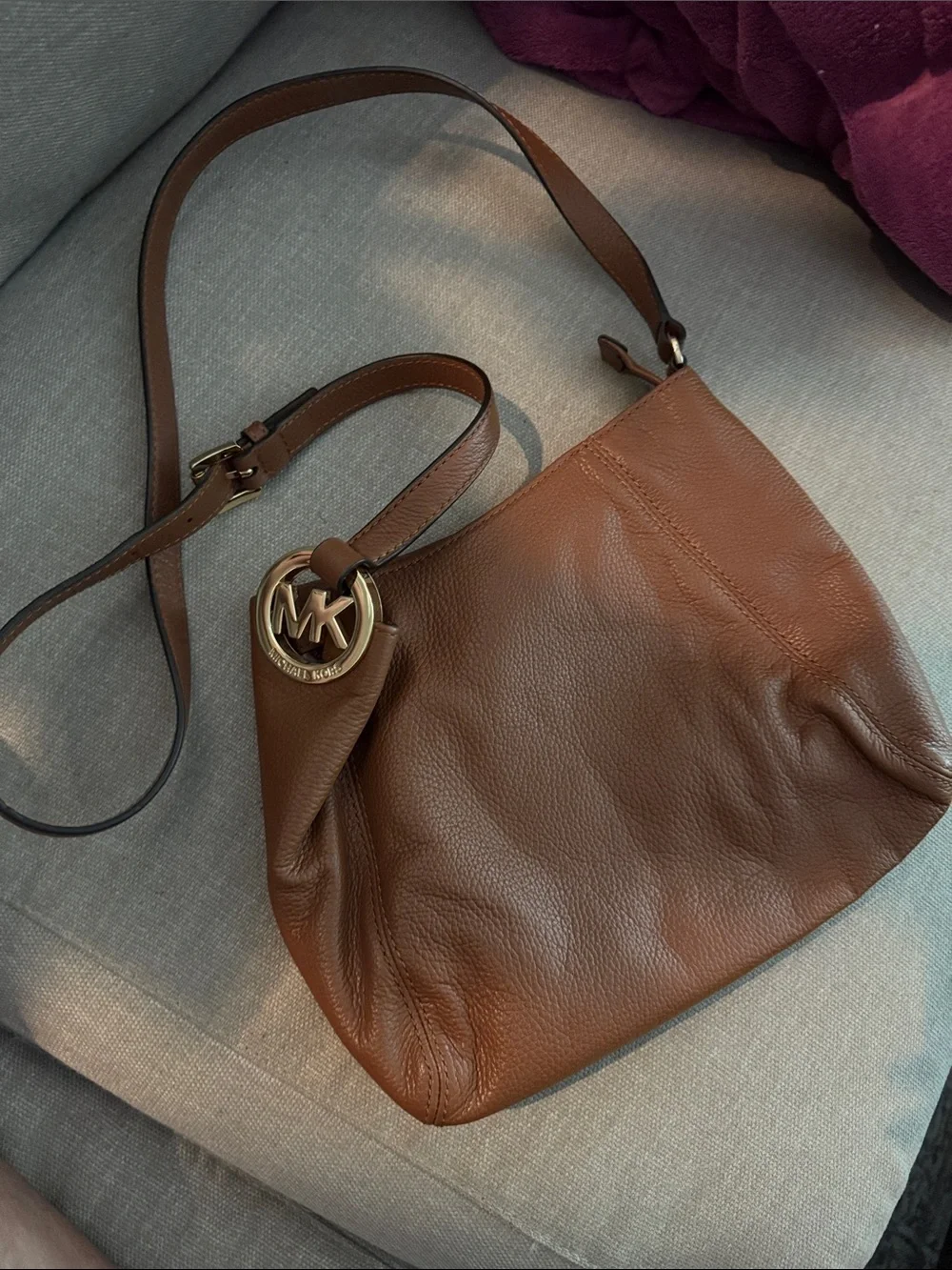 Michael Kors Chestnut Pebbled Leather Shoulder Hobo